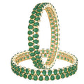 Ratnavali Jewels CZ Zirconia Gold Tone Green Diamond Elegant Bollywood Indian Bangles Jewelry Women