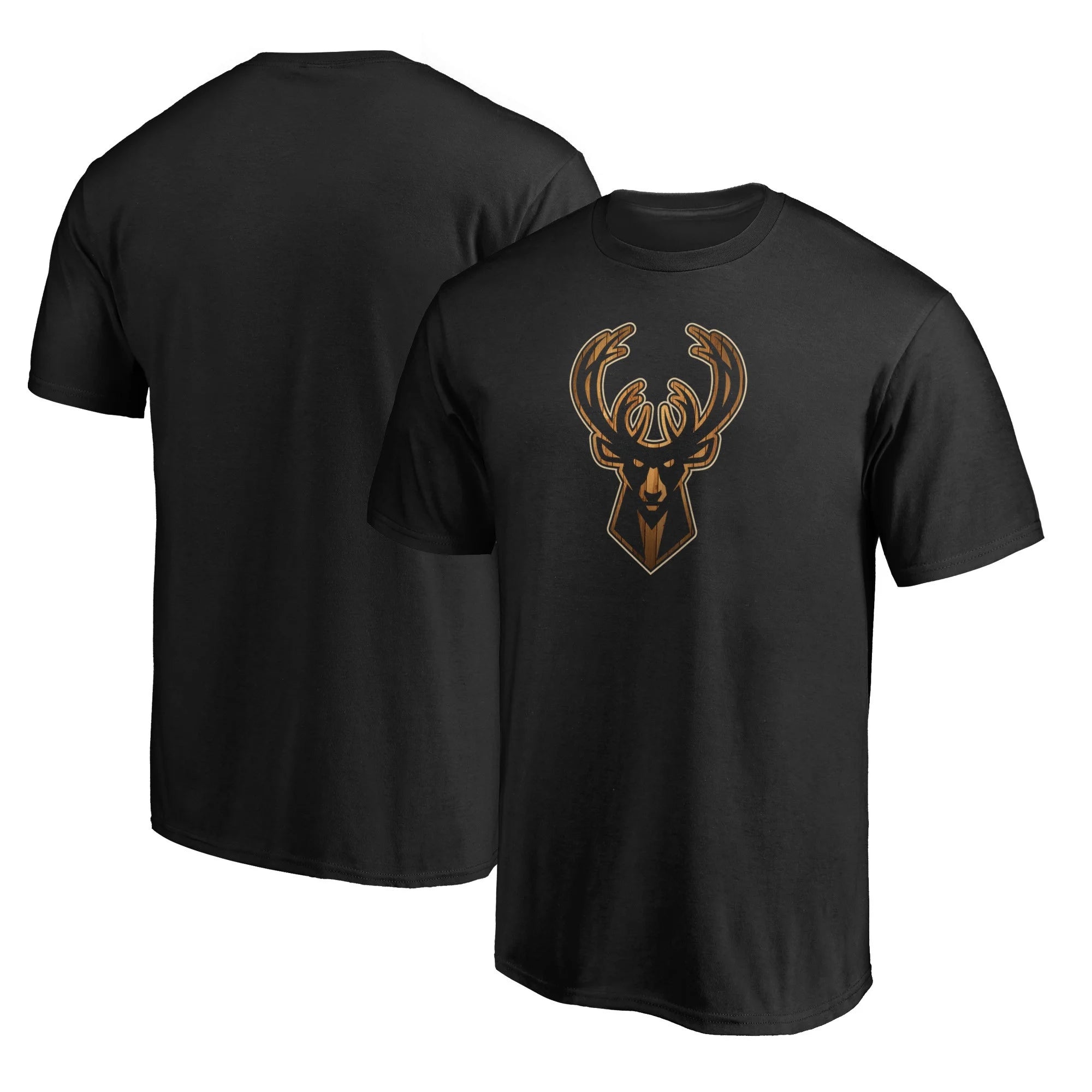 Men's Fanatics Branded  Black Milwaukee Bucks Hardwood T-Shirt