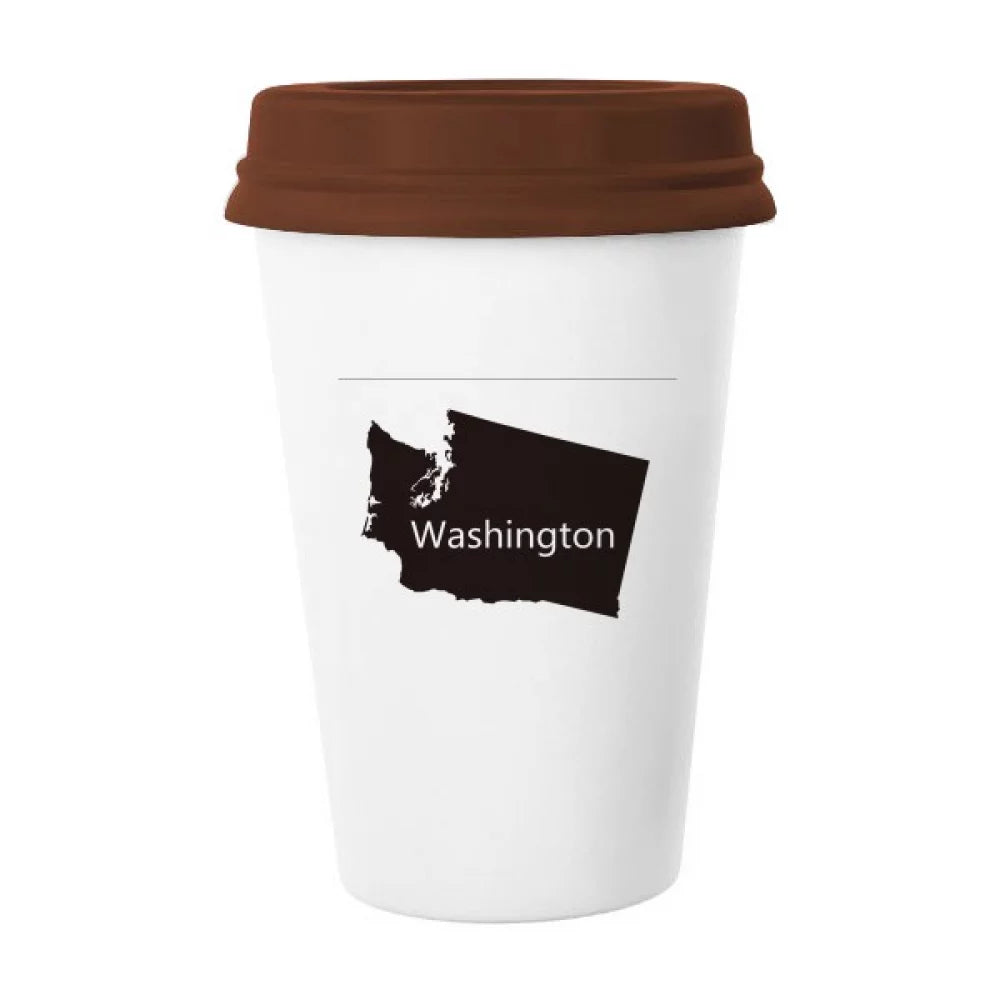 The United States Map Mug Coffee Drinking Glass Pottery Cerac Cup Lid