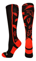 Crazy Socks with Lightning Bolts (Black/Scarlet, Medium)