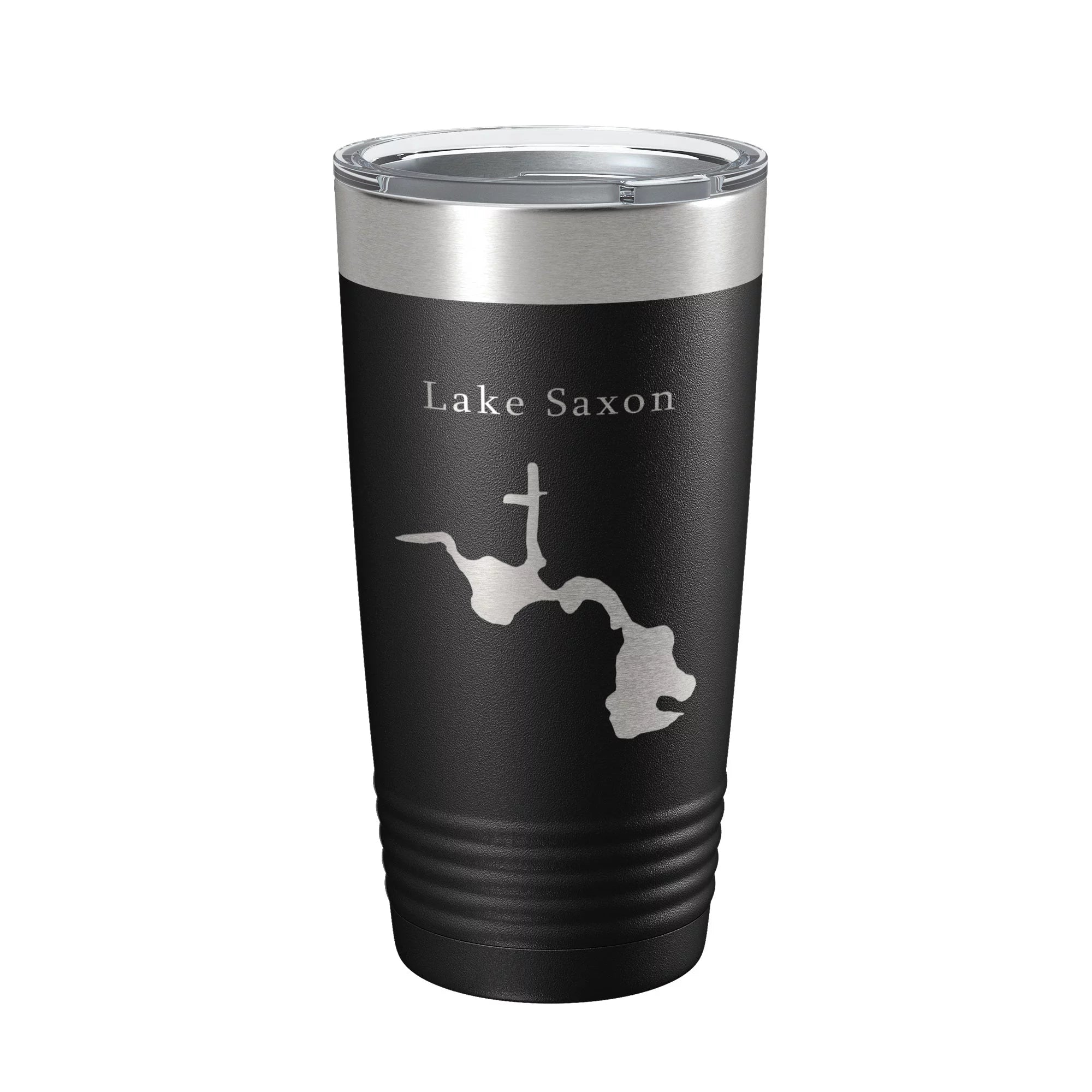Lake Saxon Map Tumbler Travel Mug Insulated Laser Engraved Coffee Cup Florida 20 oz Black