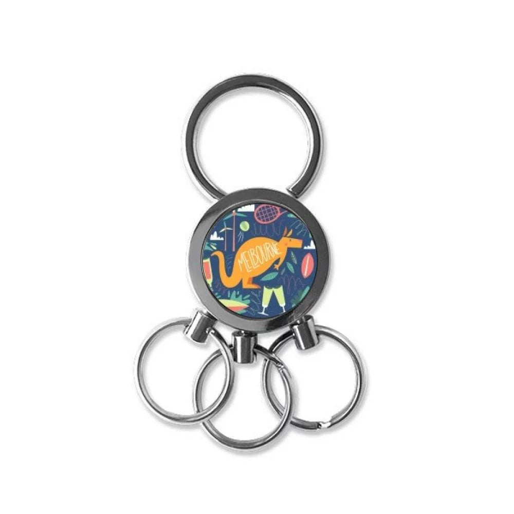 Melbourne Australia Kangaroo Tennis Surfing Stainless Steel Metal Key Holder Chain Ring Keychain