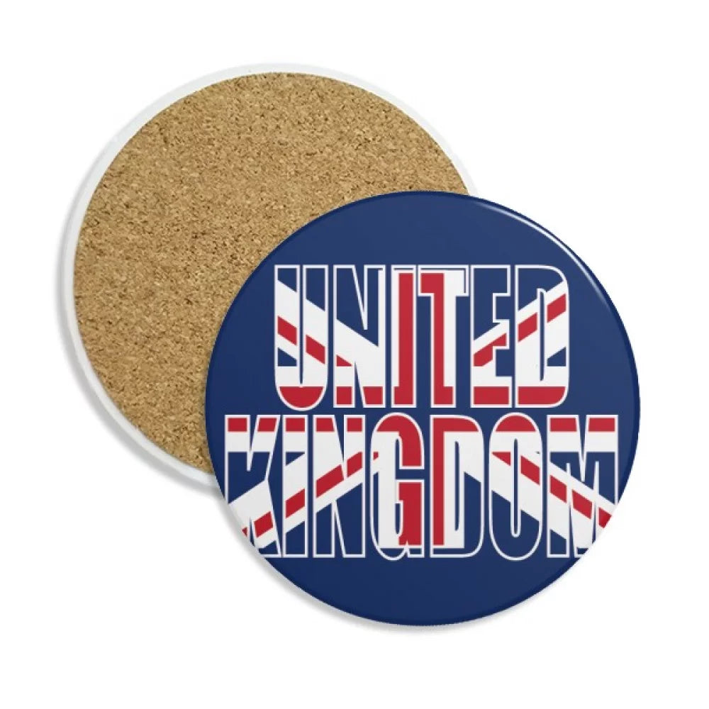 United Kingdom UK Flag Name Coaster Cup Mug Tabletop Protection Absorbent Stone