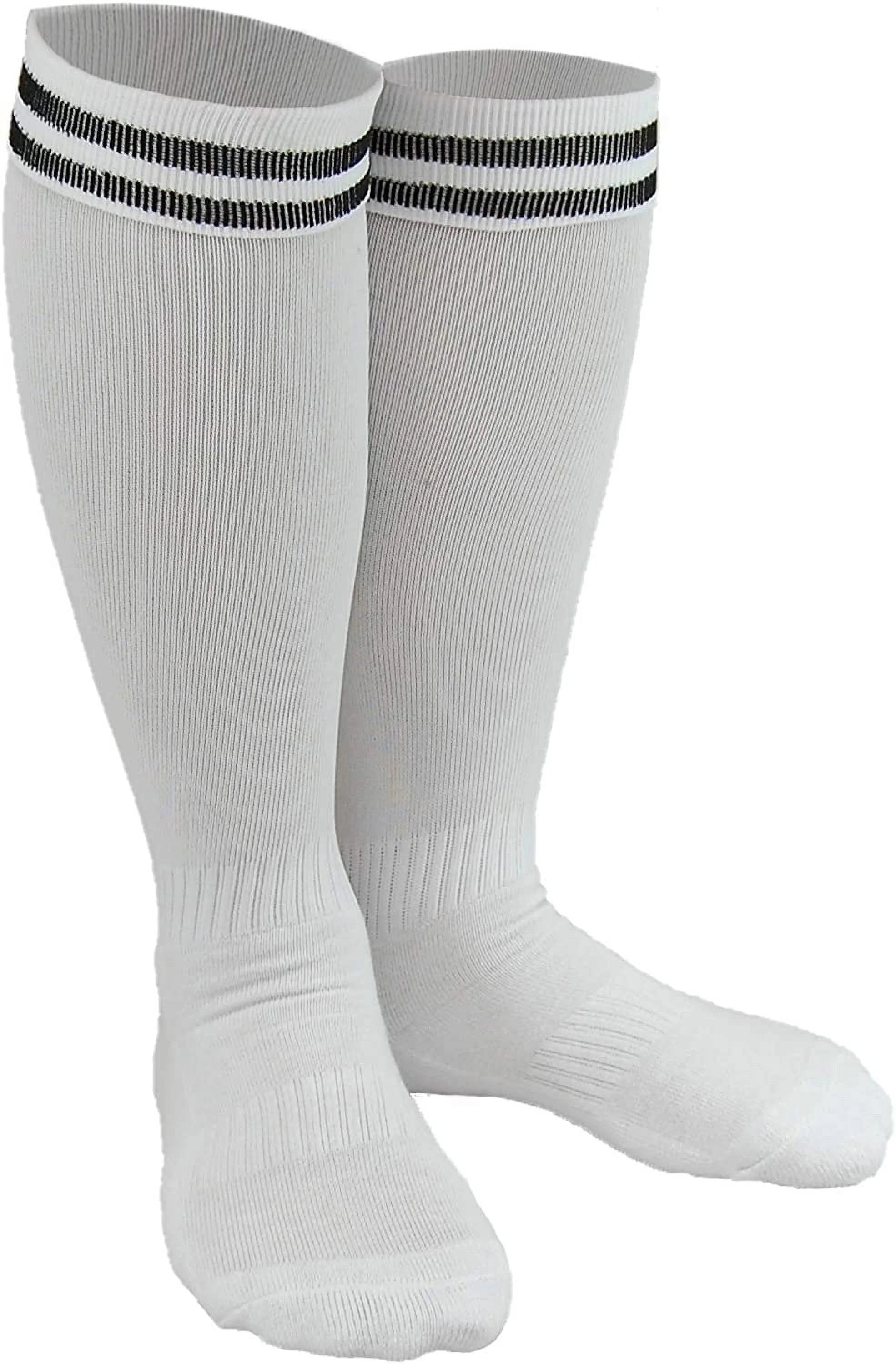LLS Boy and Girl 2 Pairs Knee High Sports Socks for Baseball/Soccer/Lacrosse S White