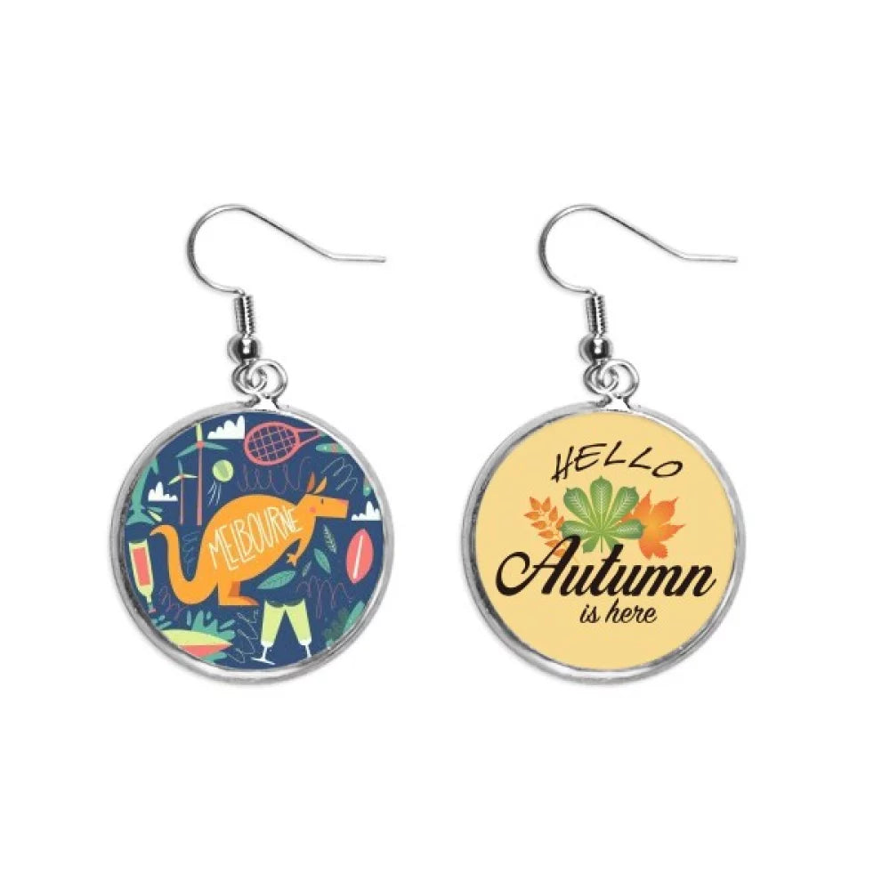 Melbourne Australia Kangaroo Tennis Surfing Ear Dangle Autumn Earring Jewelry