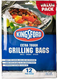 12 Count Kingsford Extra Tough Aluminum Grill Bags, Recyclable Easy Clean Tough