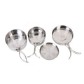 DraggmePartty 4 Pack Stainless Steel Collapsible Stackable Camping Pot Set Compact Camping Pot with Handle Camping Bowl