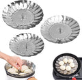 3PCS Folding Steamer Basket, Stainless Steel Fruit and Vegetable Drain Basket, Expandable Steamers with Removable Handle to Fits Various Size Pot, Great for Veggie Fish Seafood Cooking