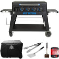 Pit Boss 10782 Portable 4-Burner Lift-Off Griddle, PB4BGD2 Bundle with Pit Boss Griddle Cover, Cleaning Brush, Soft Touch All-In-One Spatula, Soft Touch BBQ Tongs and 1 YR CPS Protection Pack