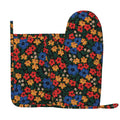 XMXY Oven Mitts and Pot Holders 2 Pcs Sets, Daiory Flowers Heat Resistant Silicone Cooking Gloves for Grill Baking BBQ Kitchen Decor
