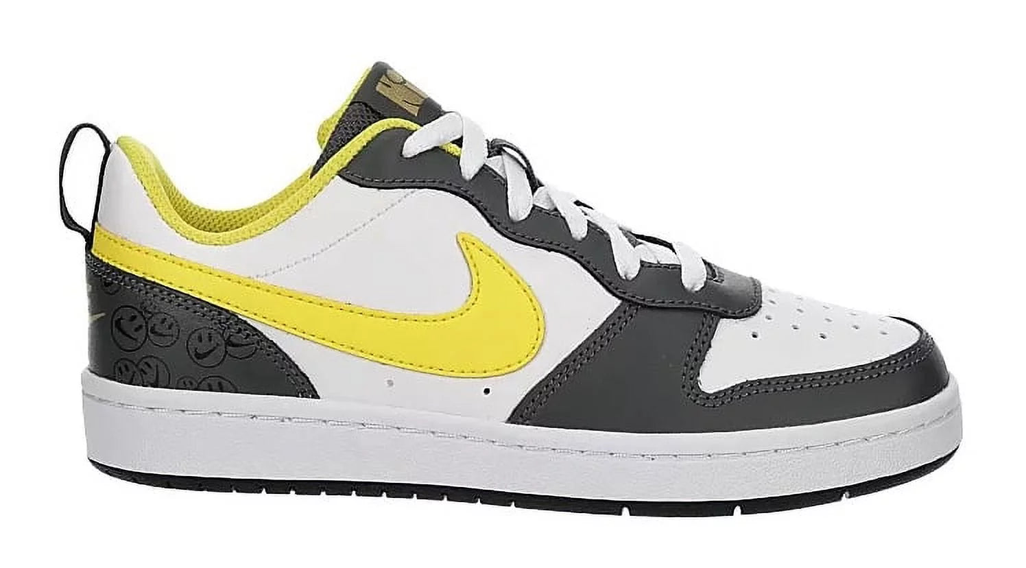 Big Kid's Nike Court Borough Low 2 SE White/Yellow Strike-Iron Grey (DO6688 100) - 3.5