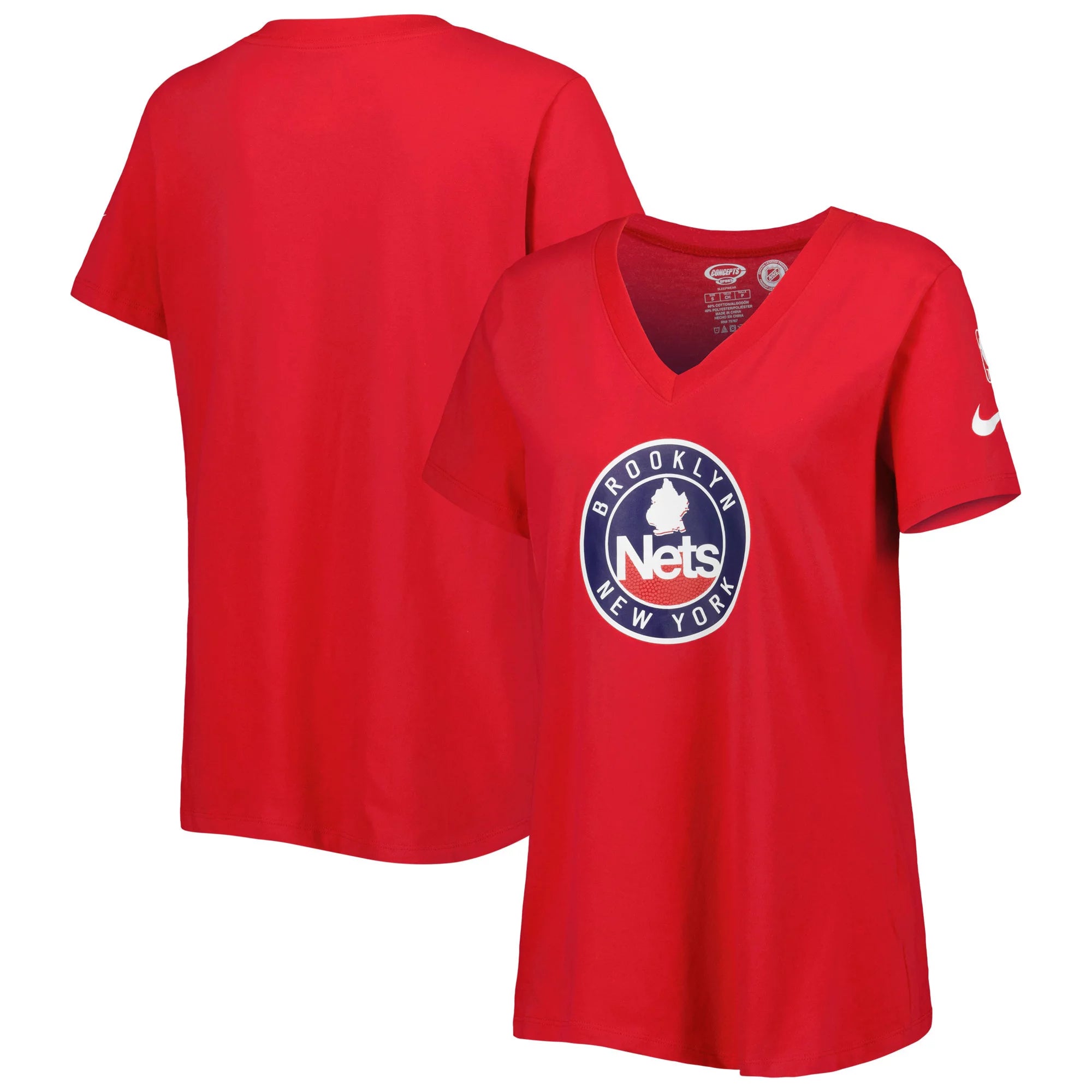 Women's Nike Red Brooklyn Nets Local Performance V-Neck T-Shirt