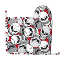 XMXY Oven Mitts and Pot Holders 2 Pcs Sets, Seamless Abstract Skull Cartoon Heat Resistant Silicone Cooking Gloves for Grill Baking BBQ Kitchen Decor