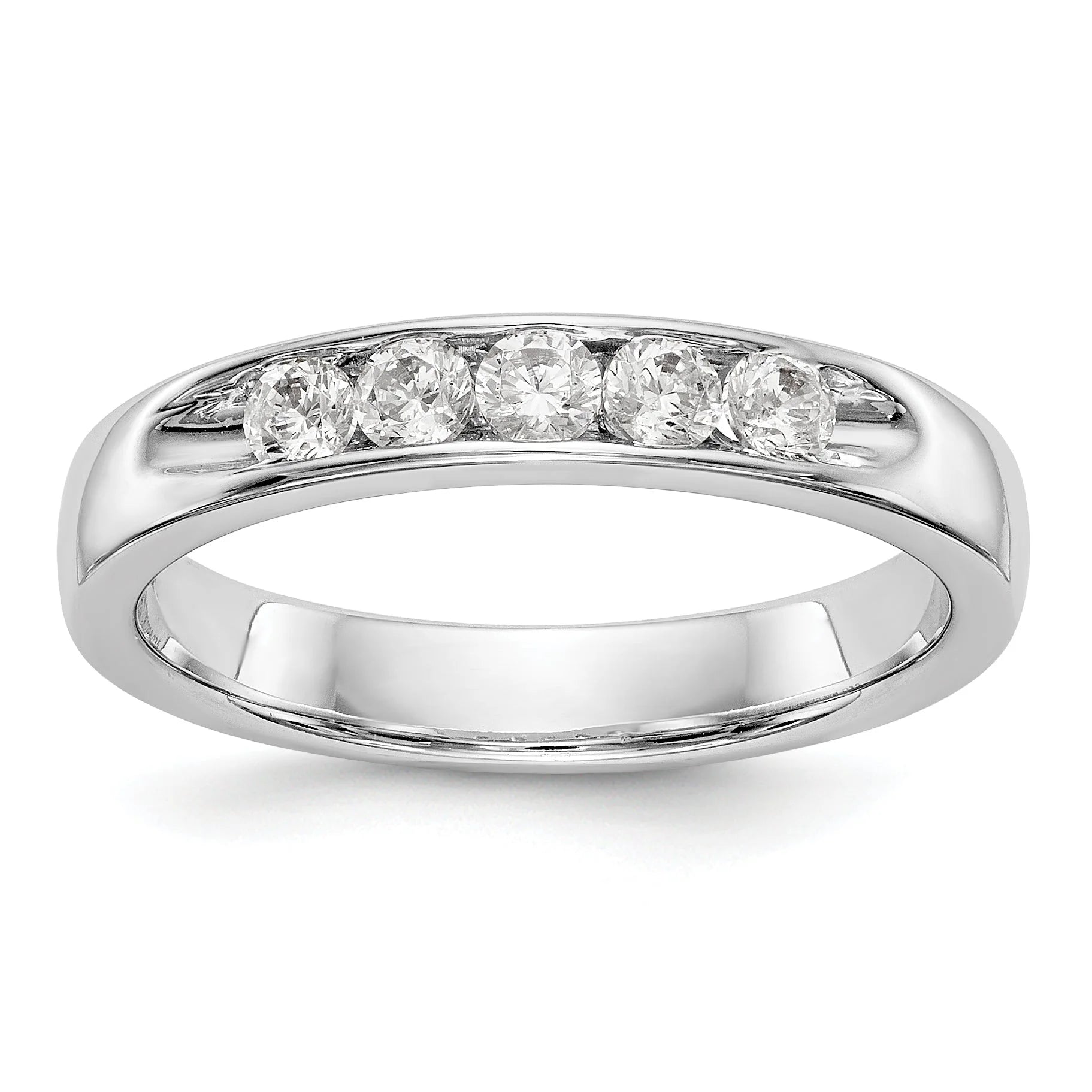 0.35ct. CZ Solid Real 14K White Gold 5-2.6mm Stone Open Channel Wedding Band Ring