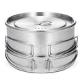 Meterk 2pcs Camping Cookware Set Stainless Steel Pot Pan Cooking Set with Foldable Handles Mesh Carry Bag