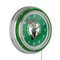 NBA Chrome Double Rung Neon Clock - City - Boston Celtics