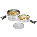 Convenient and SpaceSaving Stainless Steel Cookware Set for Camping and Kitchen Pot, Frying Pan, and Steaming Rack