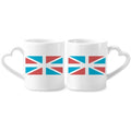United Kingdom Flag Retro Style Couple Porcelain Mug Set Cerac Lover Cup Heart Handle