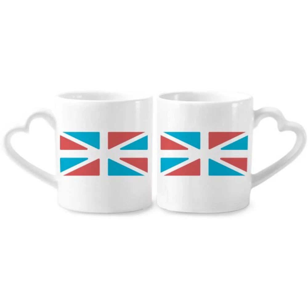 United Kingdom Flag Retro Style Couple Porcelain Mug Set Cerac Lover Cup Heart Handle