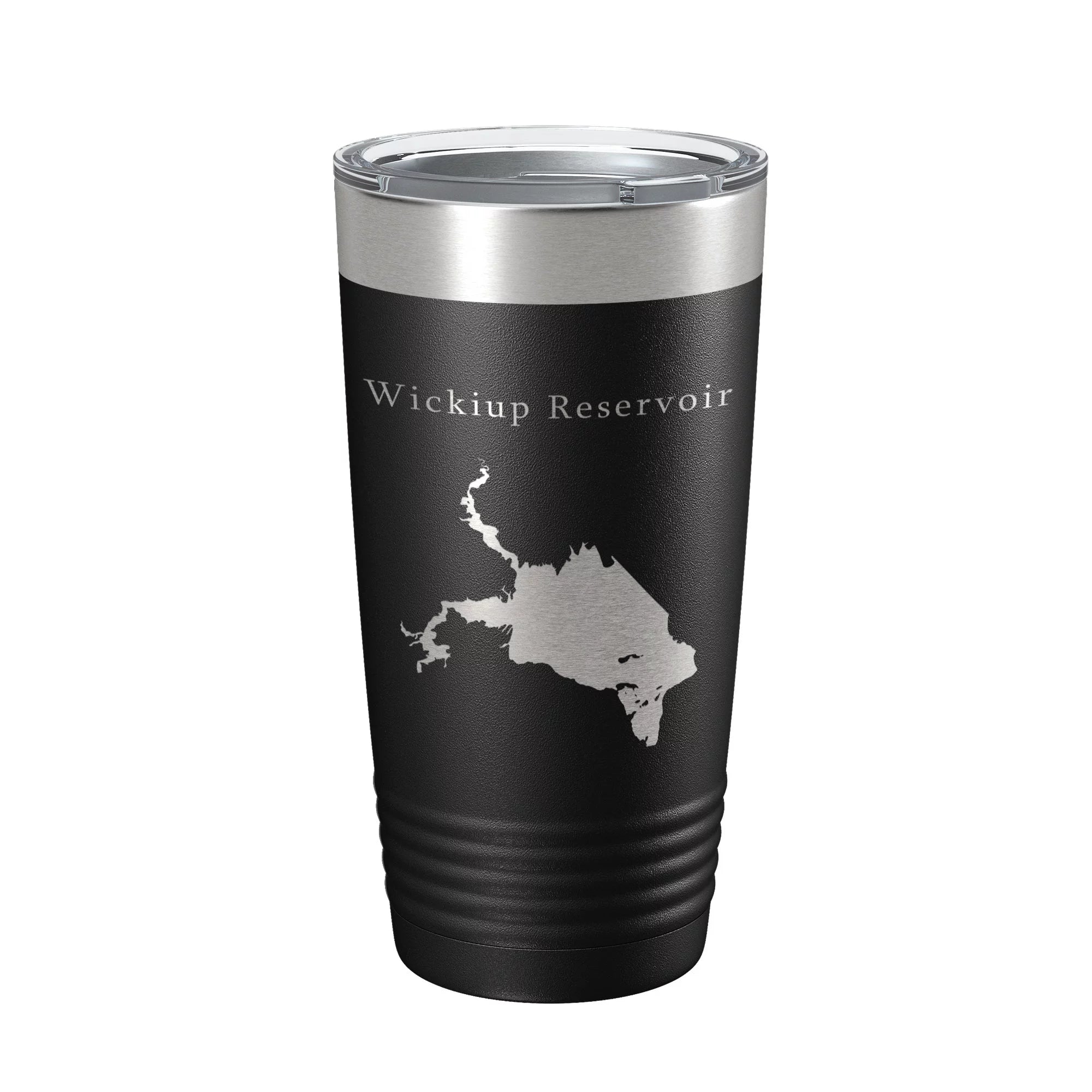 Wickiup Reservoir Tumbler Lake Map Travel Mug Insulated Laser Engraved Coffee Cup Oregon 20 oz Black