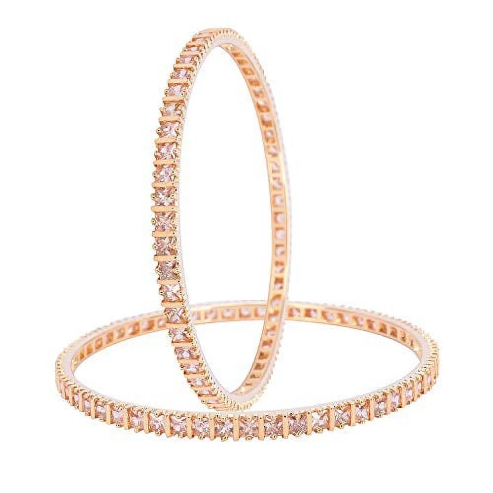 Ratnavali Jewels CZ Zirconia Gold Tone Champagne Diamond Elegant Bollywood Indian Bangles Jewelry Women