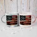 Coolnut 2 PCS 400ML Ceramic Coffee Mugs for Men Women, The United States Flag Great Cup for Cocoa, Tea, Office, Home, Engagement Gifts