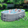 Bestway Power Steel 13.91' x 8.2' x 39.5 Oval Frame Pool Set