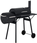 Charcoal Grills, Portable Charcoal Grill with 2 Wheels Side Fire Box, Small BBQ Oven Offset Smoker for 8-12 People Outdoor Patio Backyard, Camping Picnics